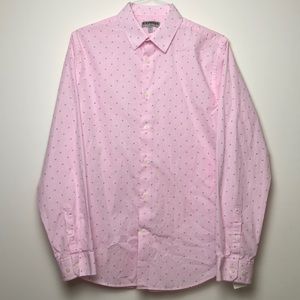 Express Fitted Pink Button Collared Dress Shirt